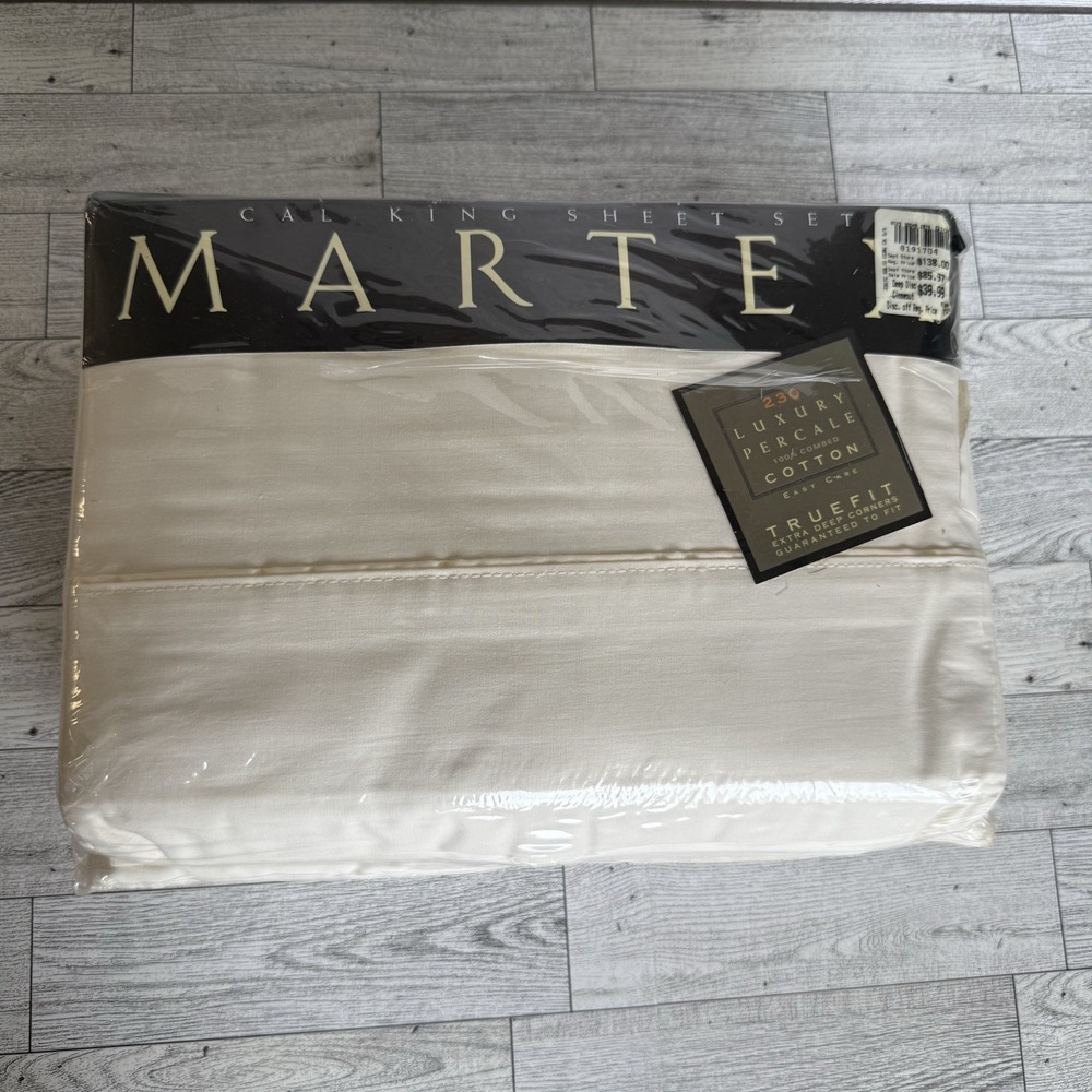 New Vintage Martex Cream 230 Luxury Percale Cal King Sheet Set